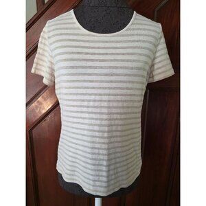 Talbots Petite Gold Sparkle Stripe Short Sleeve Top Size SP